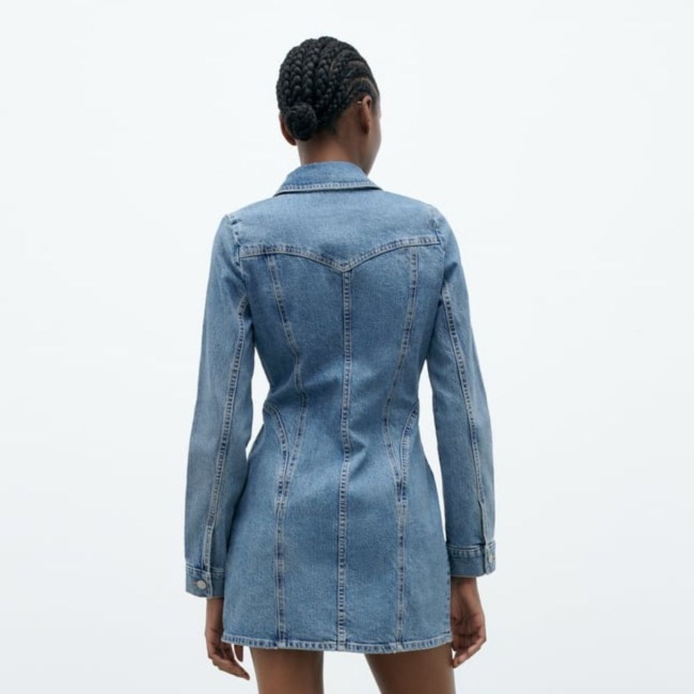 Zara Denim Zip Dress New - Picture 13 of 14